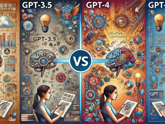 DALLE 2024-06-23 195759 - A high-quality illustration comparing GPT-35 and GPT-4 for creative content generation On the left side show GPT-35 with a creative professional