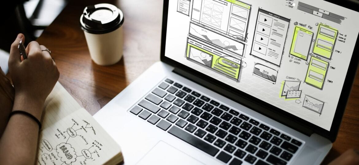 Website development layout sketch drawing