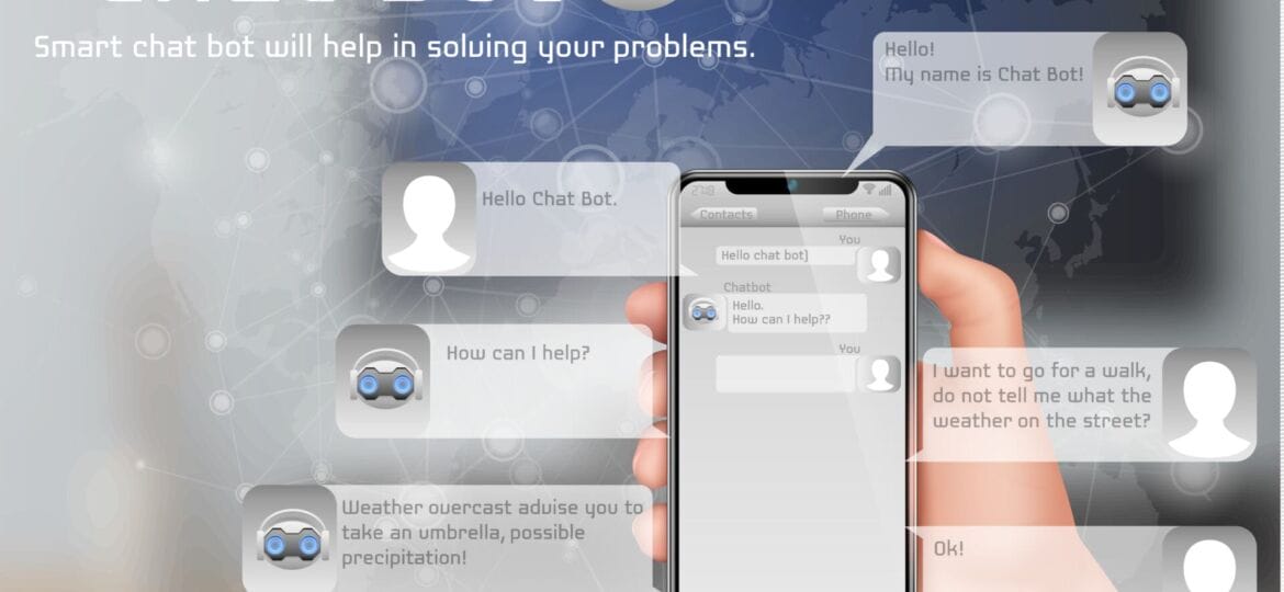 Online smart chatbot vector concept background